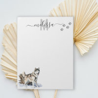 Alaskan Malamute Watercolor Monogram Personalized