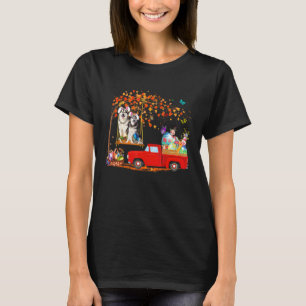 Alaskan Malamute Wearing Bunny Ear Red Truck With  T-Shirt