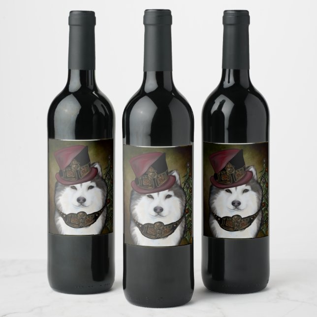 Alaskan Malamute            Wine Label (Bottles)