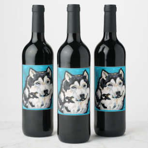 Alaskan Malamute Wine Label