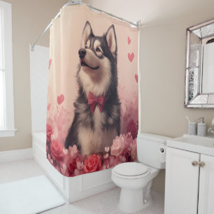 Alaskan Malamute with Roses - Valentine's Day