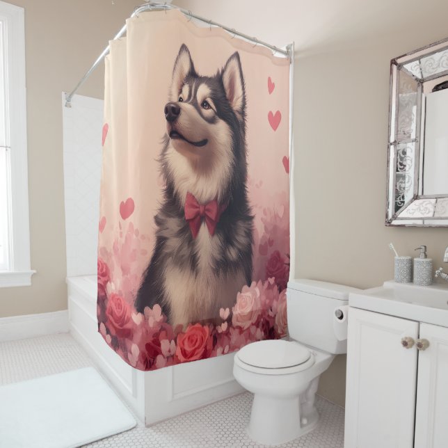 Alaskan Malamute with Roses - Valentine's Day  (In Situ)