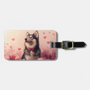 Alaskan Malamute with Roses - Valentine's Day  Luggage Tag