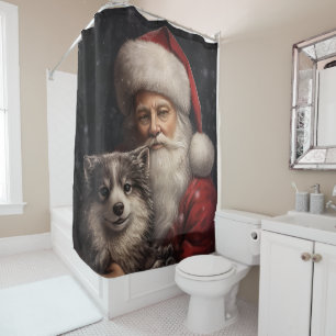 Alaskan Malamute with Santa Claus Christmas