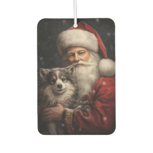 Alaskan Malamute with Santa Claus Christmas Air Freshener