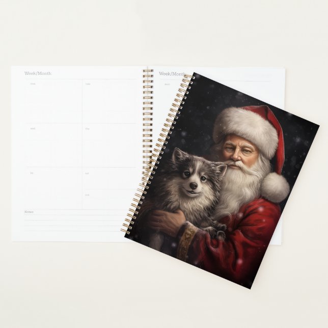 Alaskan Malamute with Santa Claus Christmas Planner (Display)