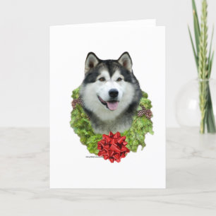 Alaskan Malamute Wreath Holiday Card