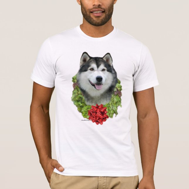 Alaskan Malamute Wreath T-Shirt (Front)