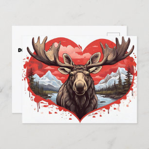Alaskan Moose heart shaped background Postcard