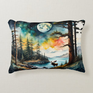 Alaskan Moose Standing on Mountain Ridge Accent Pillow