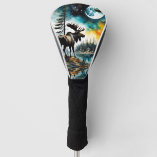 Alaskan Moose Standing on Mountain Ridge Golf Head Cover
