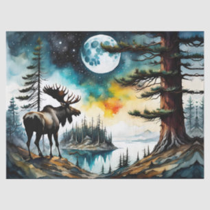 Alaskan Moose Standing on Mountain Ridge Tissue Paper