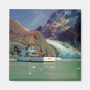Alaskan Mountain View with Boat Magnet