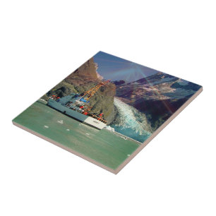 Alaskan Mountain View with Boat Tile