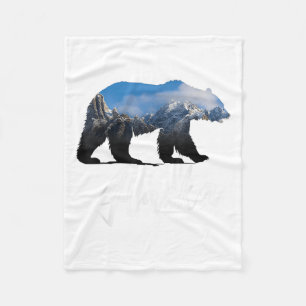 Alaskan Mountains Bear Grizzly Alaska State Souven Fleece Blanket