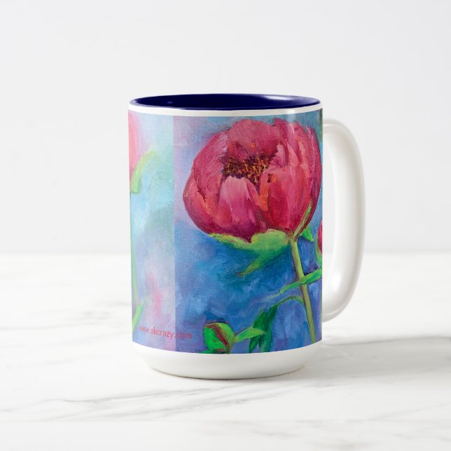 Alaskan Peonies tasse de café 15oz (Devant droit)