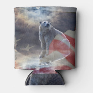 Alaskan Polar Bear American Flag Can Cooler