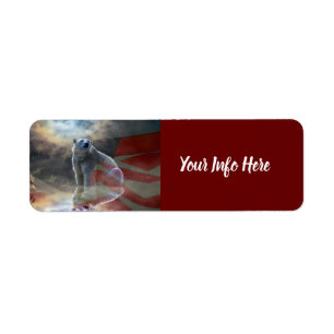 Alaskan Polar Bear American Flag Label