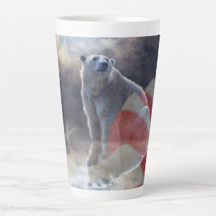 Alaskan Polar Bear American Flag Latte Mug