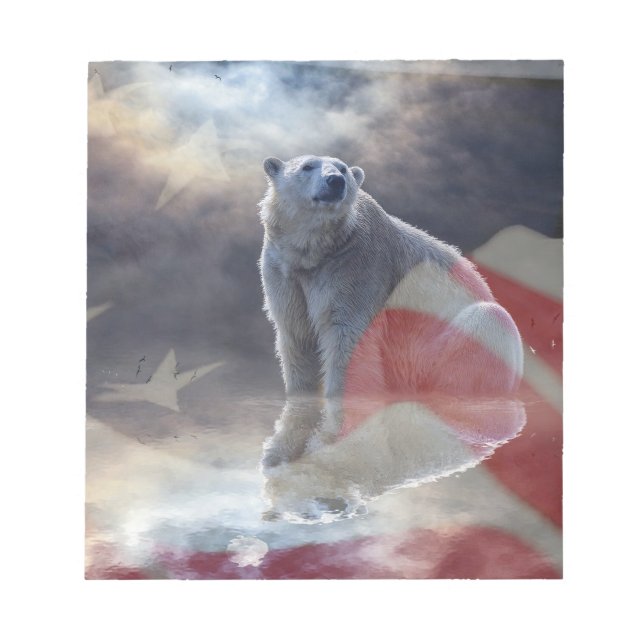 Alaskan Polar Bear American Flag Notepad (Front)