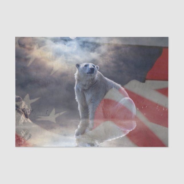Alaskan Polar Bear American Flag Tissue Paper (Front)
