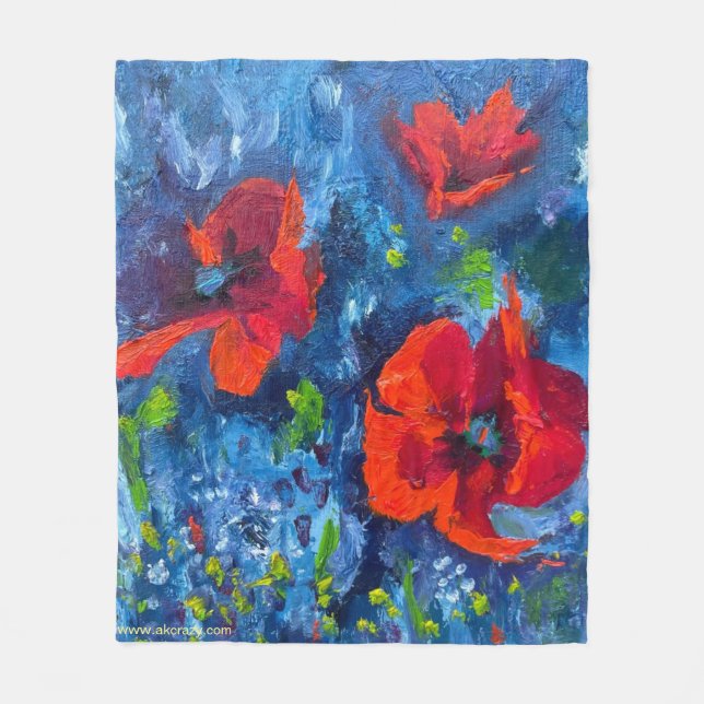 Alaskan Poppies fleece blanket (Front)