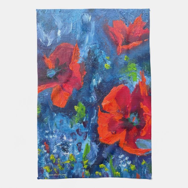 Alaskan Poppies Kitchen Towel (Vertical)