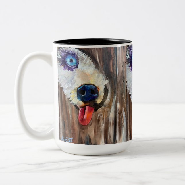 Alaskan Puppy Transport Two-Tone Coffee Mug (Left)