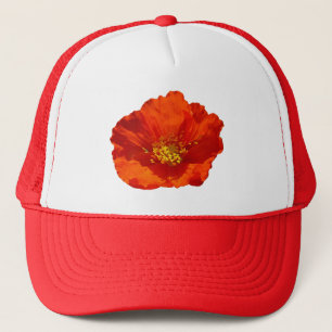 Alaskan Red Poppy Colorful Flower Trucker Hat