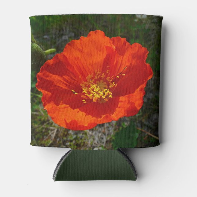 Alaskan Red Poppy Colourful Flower Can Cooler (Front)