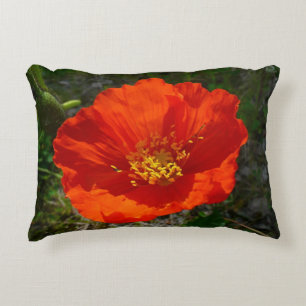 Alaskan Red Poppy Colourful Flower Decorative Pillow