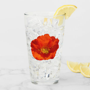 Alaskan Red Poppy Colourful Flower Glass