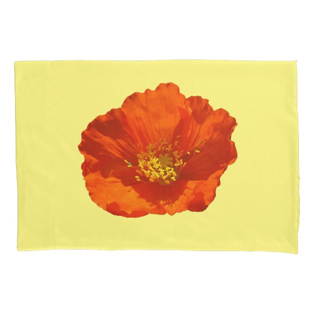 Alaskan Red Poppy Colourful Flower Pillowcase (Front)