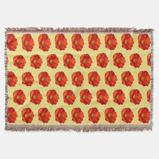 Alaskan Red Poppy Colourful Flower Throw Blanket (Front)