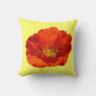 Alaskan Red Poppy Colourful Flower Throw Pillow