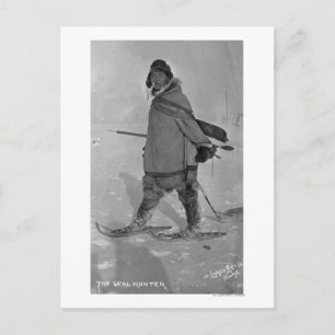 Alaskan Seal Hunter with Snowshoes Photograph Postcard