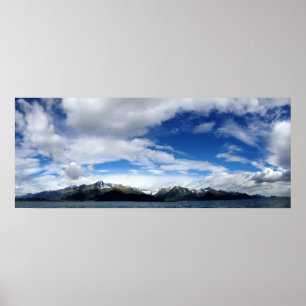 Alaskan Sky, Mountains, and Ocean Panorama Poster