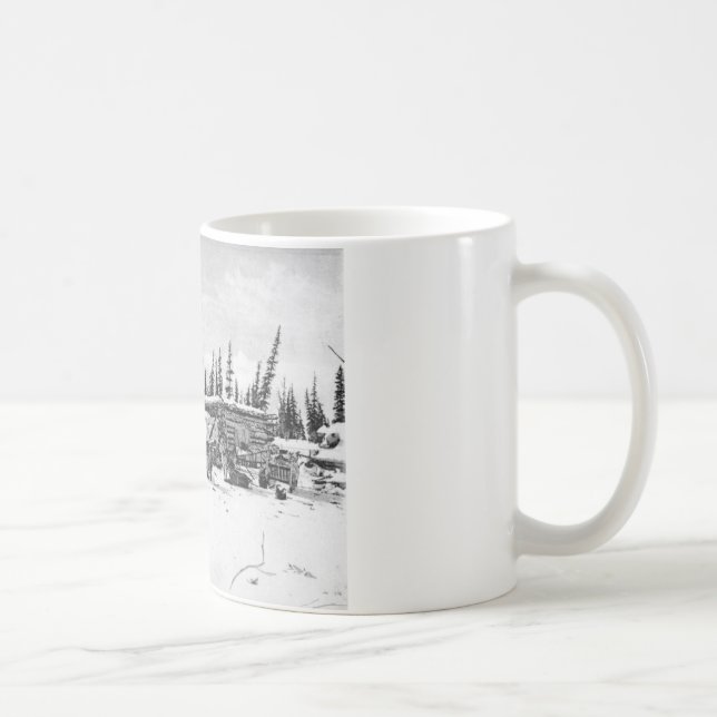Alaskan Sled Dogs Standing Outside a Log Cabin Coffee Mug (Right)