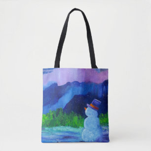Alaskan Snowmen Canvas Tote Bag