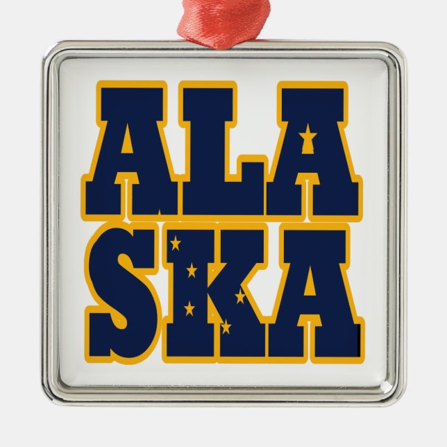 Alaskan State flag text Metal Ornament (Front)