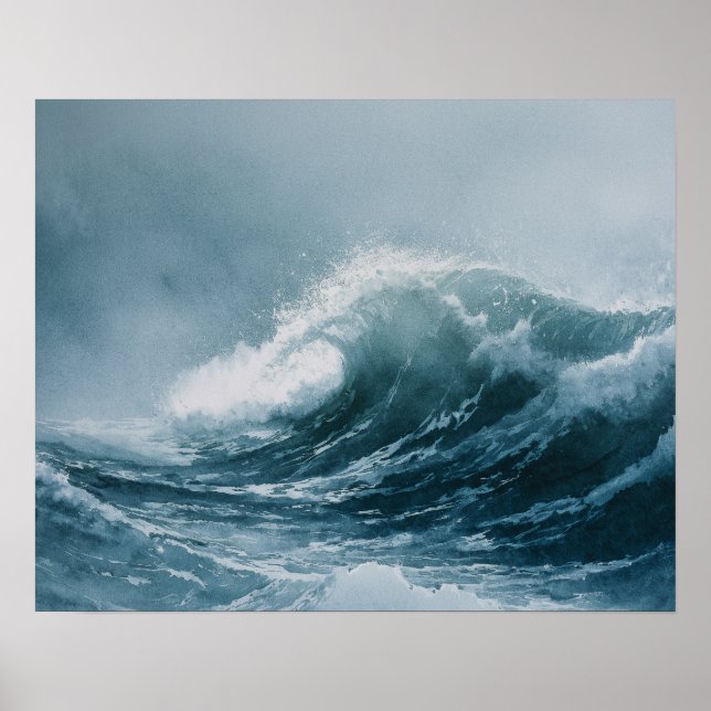 Alaskan Stormy Seas Watercolor Poster (Front)