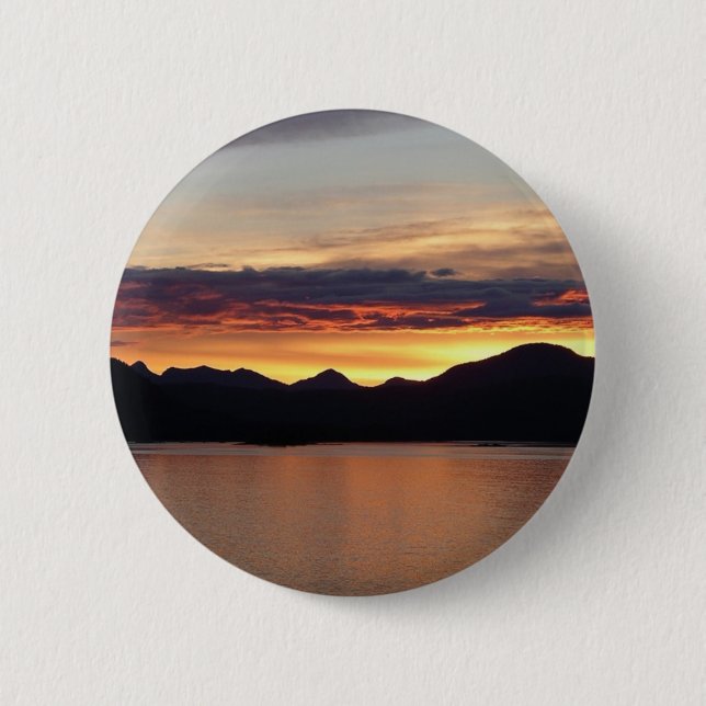 Alaskan Sunset I Beautiful Alaska Photography 2 Inch Round Button (Front)