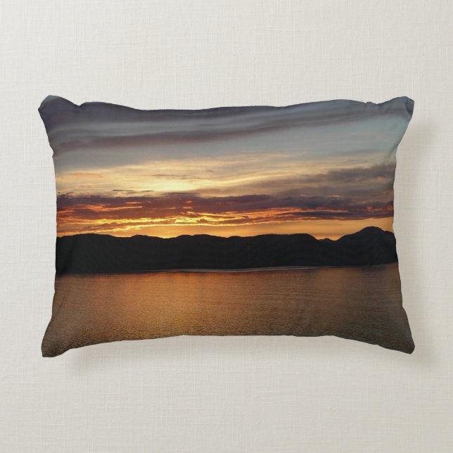 Alaskan Sunset II Beautiful Alaska Photography Accent Pillow (Front)