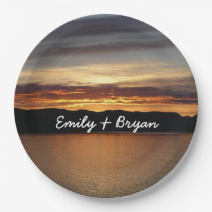 Alaskan Sunset II Beautiful Alaska Photography Paper Plate