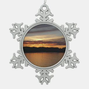 Alaskan Sunset II Beautiful Alaska Photography Snowflake Pewter Christmas Ornament