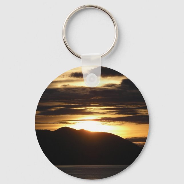 Alaskan Sunset III Beautiful Alaska Photography Keychain (Front)