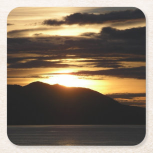Alaskan Sunset III Beautiful Alaska Photography Square Paper Coaster