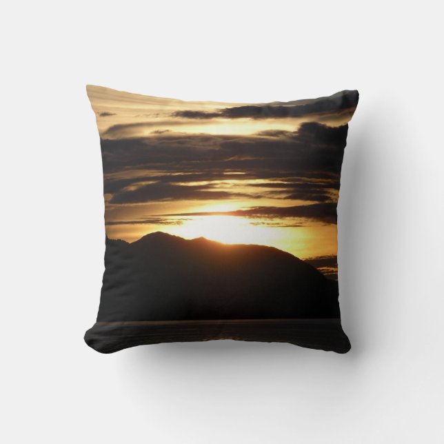 Alaskan Sunset III Beautiful Alaska Photography Throw Pillow (Front)