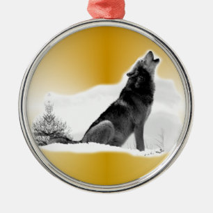 Alaskan Timber Wolf Metal Ornament