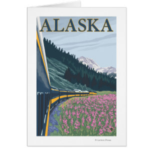 AlaskaRailroad and Fireweed Vintage Travel